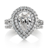 Ensemble de bagues de fiançailles et de mariage en argent sterling 925 avec zircon cubique CZ, taille poire, halo, 2 carats, pour femmes