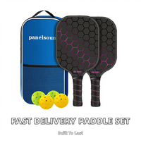 Livraison rapide, haute qualité, raquette de pickleball portable sans bordure, 16 mm, en fibre de carbone, noyau en nid d'abeille, approuvée par l'USAPA