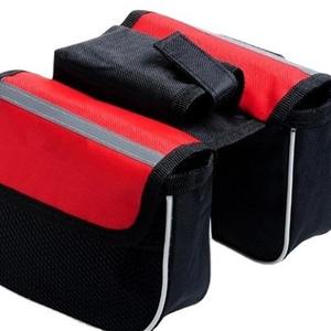 Bicycle Front <b>Frame</b> Bag 1.5L Portable Dual Compartment Soft Handle Interior <b>Black</b> Red Blue Casual Style - Product Image 3