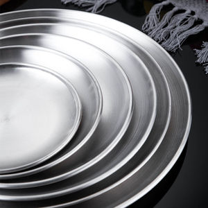 Stainless Steel Round Plate 14cm Durable For Fruit Steak Party Use - Product Image 2