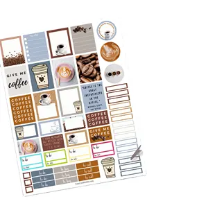 Пользовательские печатные декоративные наклейки нового дизайна для кофе, самодельные наклейки-Планировщики