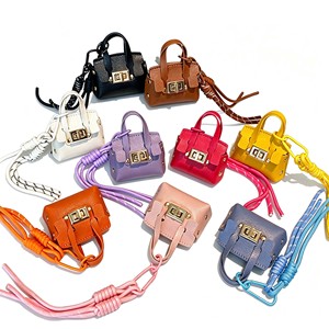 Mini sac à main en cuir PU, porte-clés, pendentif mignon pour sac fourre-tout avec cordon tressé, ornement de sac à la mode, cadeau, souvenir de fête - Product Image 1