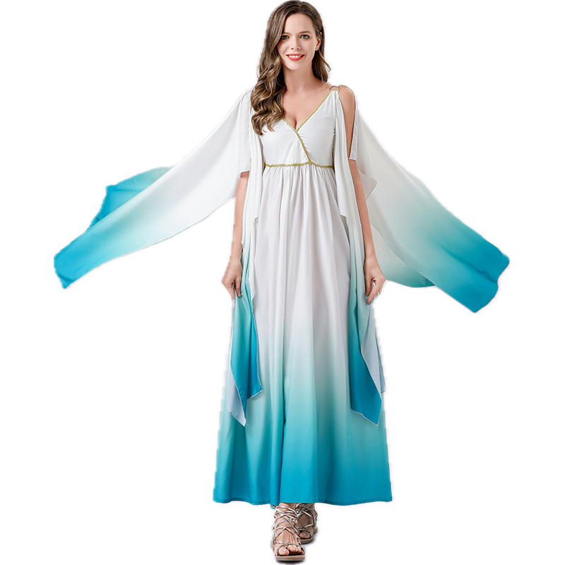 Blue And White Grecian Dress Grecian Blue & White Tye Dye Button Down Maxi Dress with 3/4 Length Puff Sleeves & Optional Belt Blue And White Grecian Dress Grecian Blue & White Tye Dye Button Down Maxi Dress with 3/4 Length Puff Sleeves & Optional Belt