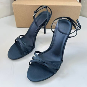 Zapatos ZA Talla Grande 42, Zapatos de Tacón Alto Franceses para Mujer, Punta Redonda, Correa Cruzada con Hebilla, Sandalias de Tacón con Diseño Moderno, Parte Superior de Satén - Product Image 1