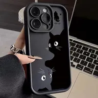 Funda personalizada para iPhone 16 Pro Max con diseño de gatos para parejas, funda protectora suave de dibujos animados para iPhone 17