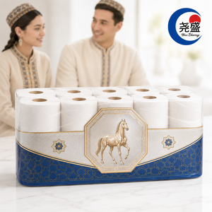 Papel Higiénico de Hotel en Rollo Grande, Suave, de 3 Capas, con Diseño de Paisaje Celestial y Estrella Dorada del Caballo Turcomano Akhal Teke - Product Image 1