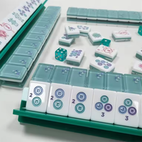 Fichas de Mahjong Americanas de Acrílico con Mariposas Impresas en Cristal Azul Claro, Juego de Fichas de Mahjong para 4 Jugadores, Juego de Mesa Americano