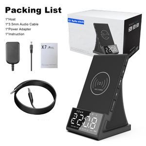 Support multifonction pour <span class=keywords><strong>smartphone</strong></span>, <span class=keywords><strong>chargeur</strong></span> sans fil, <span class=keywords><strong>radio</strong></span> FM, affichage de la date, <span class=keywords><strong>réveil</strong></span>, télécommande, haut-parleur Bluetooth - Product Image 6