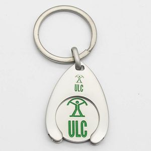 Porte-clés en métal en forme de jeton de chariot de courses, personnalisable avec logo, compatible avec les pièces canadiennes (quart et loonie) - Product Image 3