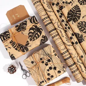 2024 Custom Kraft Paper Printed 50*70 Cm Gift Wrapping Paper Set 8 Pieces Logo Printing Wrapping Paper