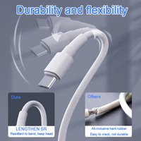 Cable USB Tipo-C a Tipo-C TKT con Malla de Protección, Revestimiento de TPE Resistente a las Manchas, Carga Rápida PD, 1M de Longitud para iPhone, Laptop, Computadora