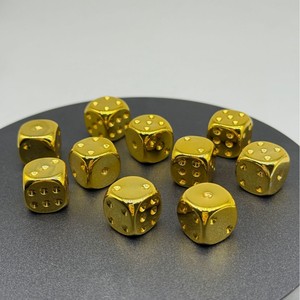 Gold Metal <b>Dice</b> 1.4Cm Hexahedron Durable For Chess And Card Games 7 Pieces Set - Product Image 2