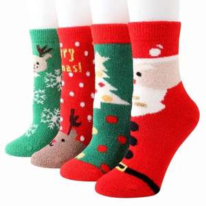 Chaussettes de Noël I-0099, chaussettes douces et confortables en coton, motif Père Noël et cerf, chaussettes d'hiver, cadeaux de Noël, chaussettes unisexes pour femmes et enfants - Product Image 6