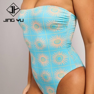 Traje de Baño Bandeau con Estampado Hawaiano de Fábrica 2025, Traje de Baño de Nailon Reciclado Personalizado, Traje de Baño de Una Pieza para Mujer - Product Image 4