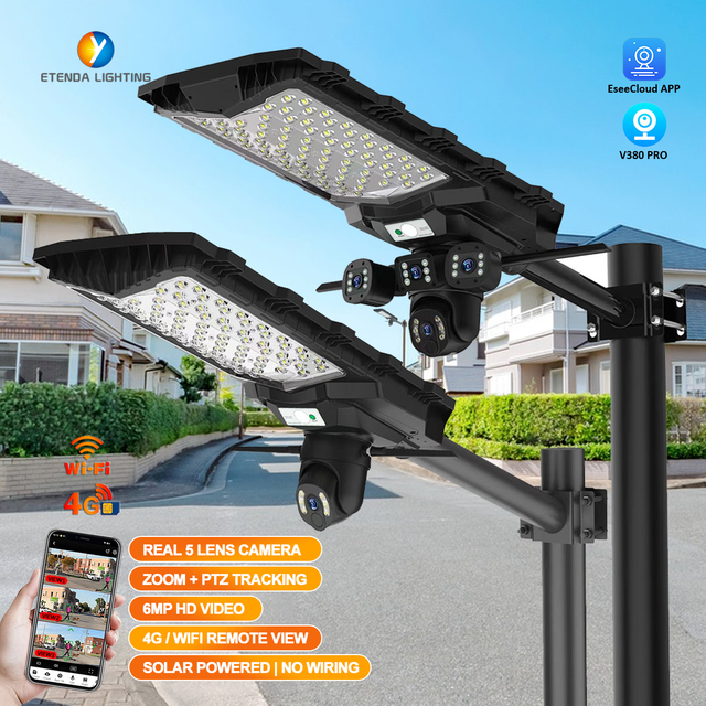 6MP 5-Lens Zoom V380 4G Solar PTZ AI Security Camera with Motion Sensor for Garden IP65 2-Year Warranty