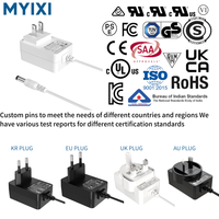 Adaptateur secteur mural MYIXI 24W avec prise 5,5x2,5 mm, alimentation CC 12V 2A pour caméras de vidéosurveillance et éclairage LED, ignifuge
