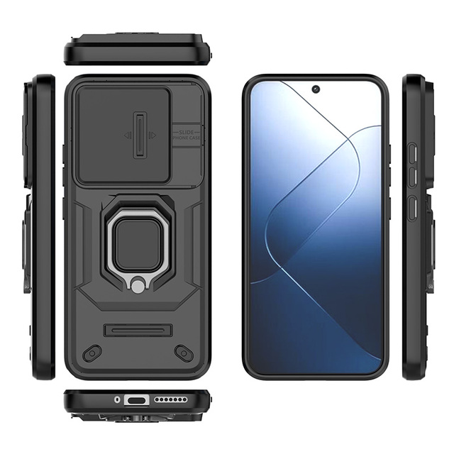 Ring Armor Camera Shield Lens Push window Protector Phone Case For XIAOMI MI 14 5G phone case