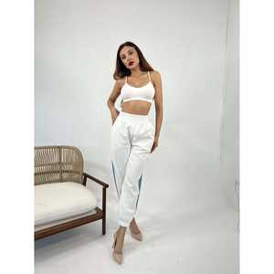 กางเกงฮาเร็มเอวสูงสีเอครู ผ้าคอร์ดูรอย ระบายอากาศได้ดี รุ่น 6742 สำหรับผู้หญิง - Product Image 3