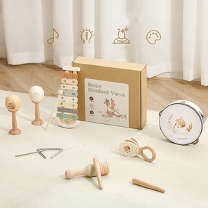 Ensemble d'instruments de musique en bois en gros pour l'éducation précoce, jouet apaisant avec piano 8 octaves, tambourin et hochet, jouets musicaux - Product Image 5