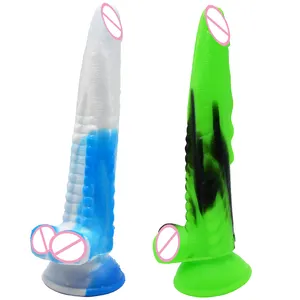 Faak 26.3Cm 10 "Big Rakasa Hewan Dildo dengan Sucker Toko Seks Dragon Mainan Seks Multi Naga Berwarna Dildo untuk Wanita Masturbasi