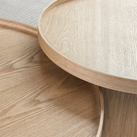 Ensemble de Tables Basses Rondes et Modernes Scandinaves en Bois pour Salon
