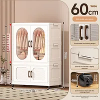 Armoire pliante à double porte sans installation en plastique PP à 5 niveaux pour vêtements, couettes, rangement, organisateur de salon