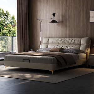 <span class=keywords><strong>Lit</strong></span> plateforme en cuir capitonné <span class=keywords><strong>de</strong></span> luxe moderne avec tête <span class=keywords><strong>de</strong></span> <span class=keywords><strong>lit</strong></span> rembourrée et froissée, taille King - Product Image 2