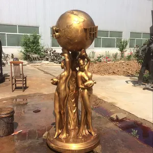 2024 Fabrik neu Schlussverkauf Straßen-Deko volle Größe Bronze Die Welt ist Dein Statue zu verkaufen