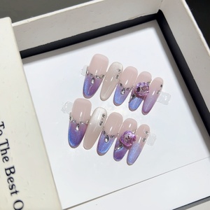 Etiqueta privada personalizada al por mayor 3D piedras preciosas acrílicas envolturas de <span class=keywords><strong>uñas</strong></span> de alta calidad rosa <span class=keywords><strong>azul</strong></span> <span class=keywords><strong>uñas</strong></span> postizas para puntas largas diseño dedo - Product Image 1