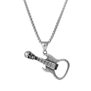 Yunnique – pendentif en forme de crâne pour guitare basse, collier en acier titane, style gothique Punk Hip Hop, chaîne de 60cm - Product Image 5
