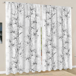 Rideaux <span class=keywords><strong>de</strong></span> cuisine floraux <span class=keywords><strong>pour</strong></span> fenêtres Farmhouse Cafe Rideaux Country Botanic Small Window Rod Pocket Rustic for Laundry Bathroom - Product Image 6