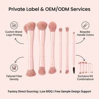 Professionelles 6-teiliges Doppelendiges Make-up Pinsel Set Weiche Vegane Borsten Reise-Kosmetikpinsel Set mit Eigenmarke