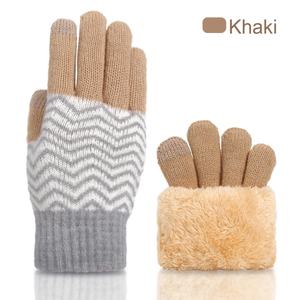 Clearance Sale Women's Thickened Double Layer Warm Solid Color Short Style Knitted <b>Gloves</b> Fleece Lining <b>Touchscreen</b> Daily Skiing - Product Image 5