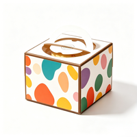 Boîte à gâteau transparente portable de 4 pouces avec poignée, impression mignonne, pour mousse et desserts, idéale pour la vente en gros aux boulangeries