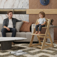 Chaise haute en bois naturel, hauteur réglable, design pliable, sûre pour les bébés et les tout-petits, pour la salle à manger à la maison, en bois massif écologique