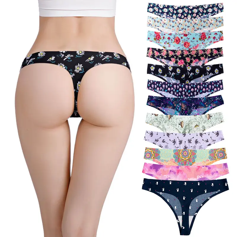 UOKIN wholesale female sex low rise ice silk seamless panties thong sexy underwear