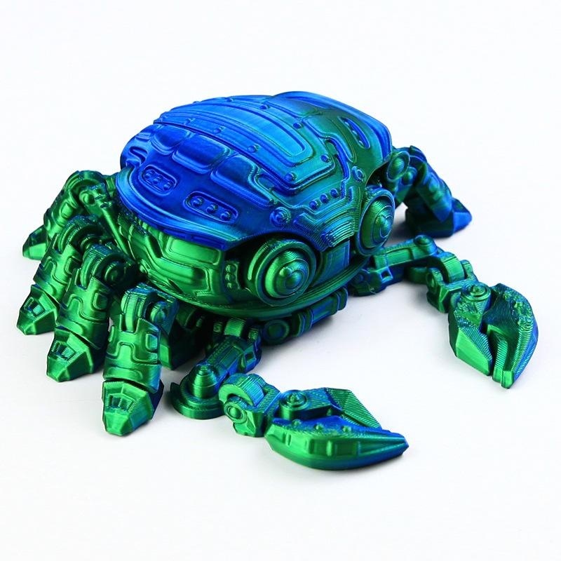 Crabe mécanique bleu et vert 14cm