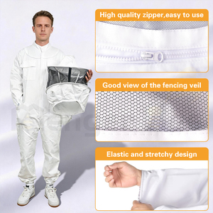 Combinaison d'apiculture intégrale en coton 280G durable avec fermeture éclair fluide et poignets élastiques pour l'apiculture - Product Image 2