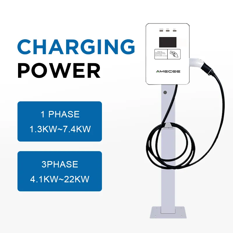 Tipo 22Kw Proteção de Cobertura Estações de Carregamento de Carro montado na parede Level2 48 Amp Tela App Wifi Controle Carregador AC Ev Wallbox