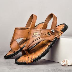 Hakiki deri ayakkabı erkekler İtalyan hakiki deri rahat ayakkabılar erkek tanga sandalet terlik - Product Image 4