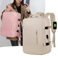 Mochila de Viaje Expandible de Gran Capacidad con Carga USB, Mochila para Portátil de Negocios
