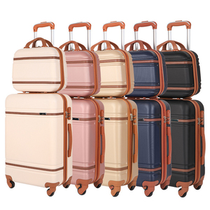 विंटेज हार्ड शेल कैरी-ऑन सूटकेस सामान सेट पीसी बोर्डिंग केबिन ट्रॉली - Product Image 3