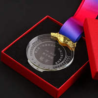 Médailles en cristal rondes personnalisées avec logo, médailles en verre pour souvenirs sportifs, trophées, médailles d'honneur, artisanat