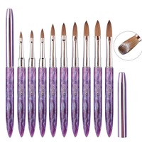 Pinceau à ongles en Kolinsky violet pour nail art, stylo d'extension en gel UV acrylique, pinceau de peinture pour vernis à ongles, pinceau de dessin pour nail art, pinceau pour manucure