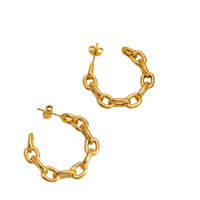 2025 mode bijoux accessoires en acier inoxydable géométrique en forme de C or cubain lien chaîne boucles d'oreilles pour femmes filles