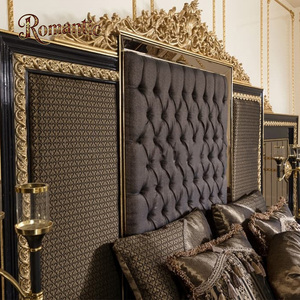 Heißer Verkauf: Türkisches Luxus-Schlafzimmermöbel-Set im klassischen Stil – Hochwertiges Schwarz-Gold-Design, direkt ab Werk, High-End-Stoff-Kingsize-Bett-Set - Product Image 4