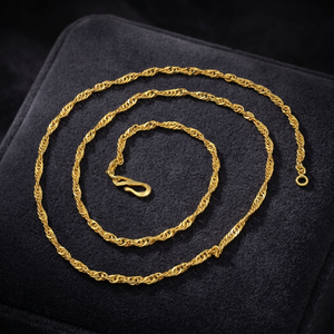 Collar de Cadena Trenzada Chapada en Oro de 14K, 18K, 24K al por Mayor, Diseño Moderno, Estilo Trenzado - Product Image 1