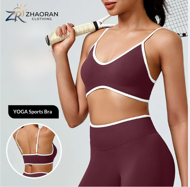 Women's Seamless Yoga Wear Quick-Dry Breathable Spandex/Nylon Yoga Top Chest Pads Fitness Shockproof Pilates Backless Front