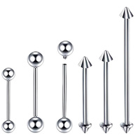 Barbell droit en titane G23 ASTM F136 personnalisé pour la vente en gros, hypoallergénique, avec pointe, pour piercing lèvre et hélix