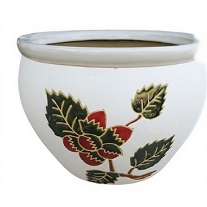 Pots à fleurs en céramique bleue - Décoration écologique pour la maison et le jardin (HG 14-1026/3) - Product Image 2